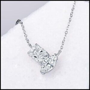 3 CT Moissanite Pendant Necklace 925 Sterling Silver Radiant Marquise Cut Gift